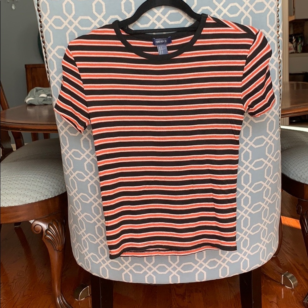 Forever21 Ribbed Striped Short Sleeve Shirt
